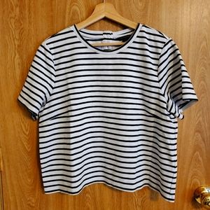 Banana Republic Factory, Black & White Stripe Short Sleeve Boxy Tee, Size XL